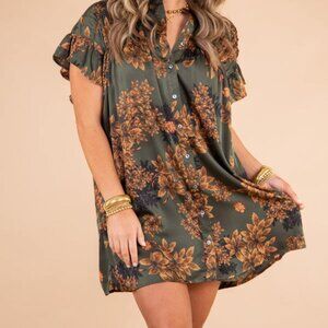 Entro Olive Floral Dress